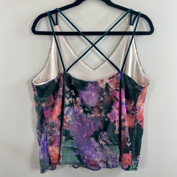 OnTwelfth Women’s Fully Lined Floral Velvet Burnout Strappy Tank Camisole Sz L‎ - Picture 5 of 16
